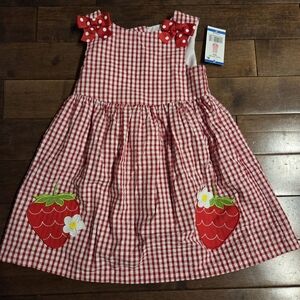 Red Gingham Strawberry Kids Dress